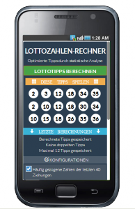 Ansicht der Lottozahlen-Rechner App auf dem Smartphone